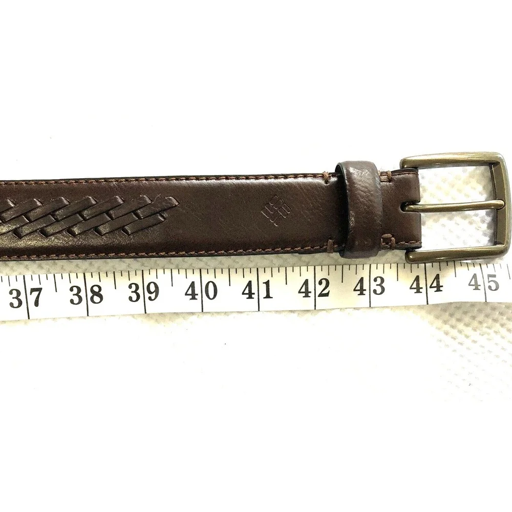 Columbia Belt Mens 38 Brown Leather Braided Center Design Dress Casual waist